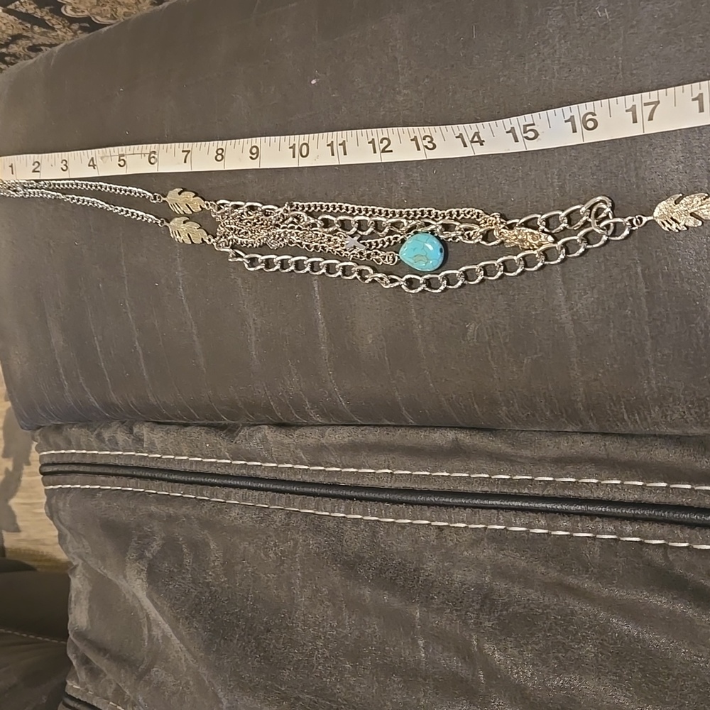 Silver Tone Layered Necklace with Pendants - Picture 2 of 7